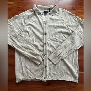 Theory men’s berner 100% wool button up cardigan sweater